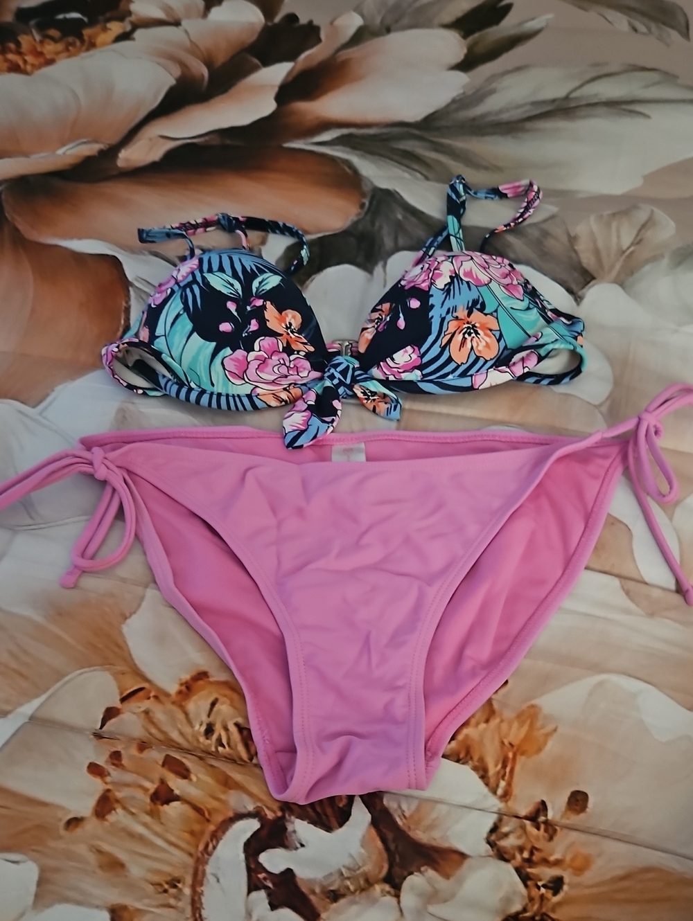 Pushup Bikini Top Colorful Size S By So W Pink Bottom Med String Bikini Style